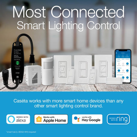 Lutron Caseta Smart Dimmer Switch (Smart Hub Required), No Neutral Required