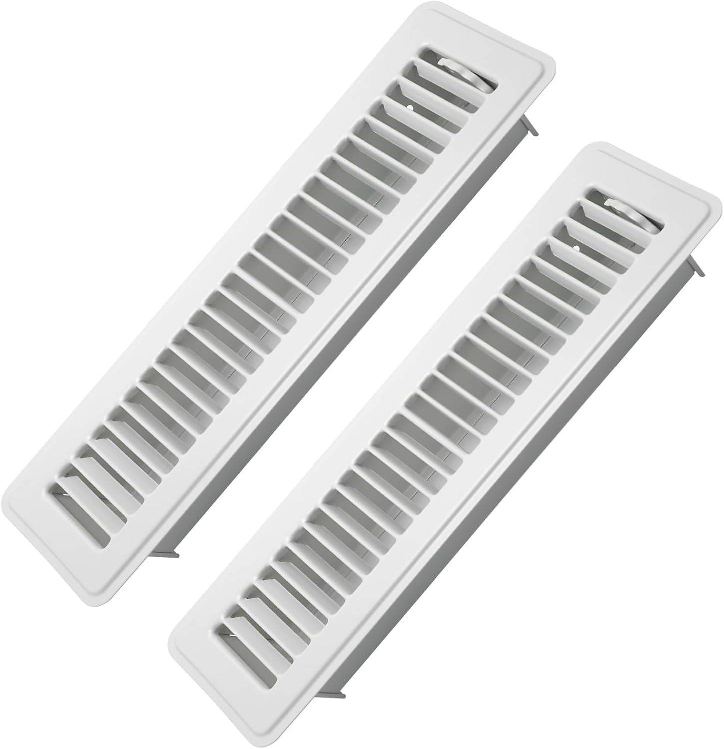Howeall 2 Pack Floor Register 2" x 12" Inch Heavy Duty Floor Vents, Metal Heat Air Vent Covers Rust Proof Finish Floor Vent Covers for Home Heater Floor Registers Grilles & Vents (White)