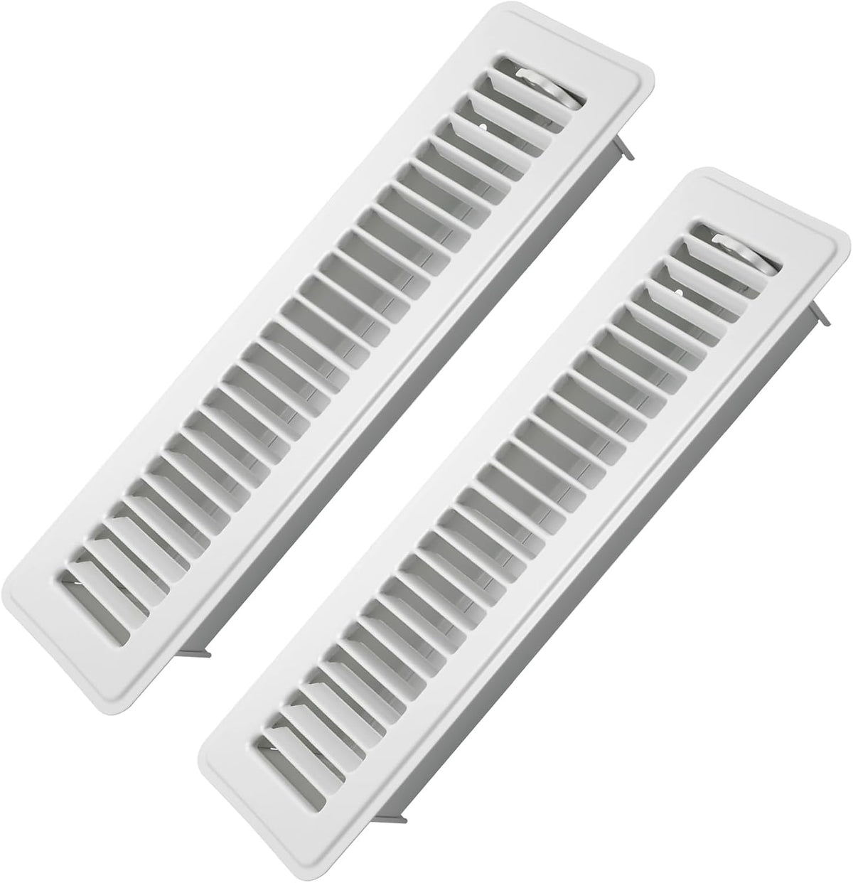 Howeall 2 Pack Floor Register 2" x 12" Inch Heavy Duty Floor Vents, Metal Heat Air Vent Covers Rust Proof Finish Floor Vent Covers for Home Heater Floor Registers Grilles & Vents (White)