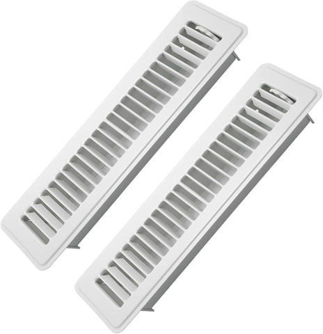 Howeall 2 Pack Floor Register 2" x 12" Inch Heavy Duty Floor Vents, Metal Heat Air Vent Covers Rust Proof Finish Floor Vent Covers for Home Heater Floor Registers Grilles & Vents (White)