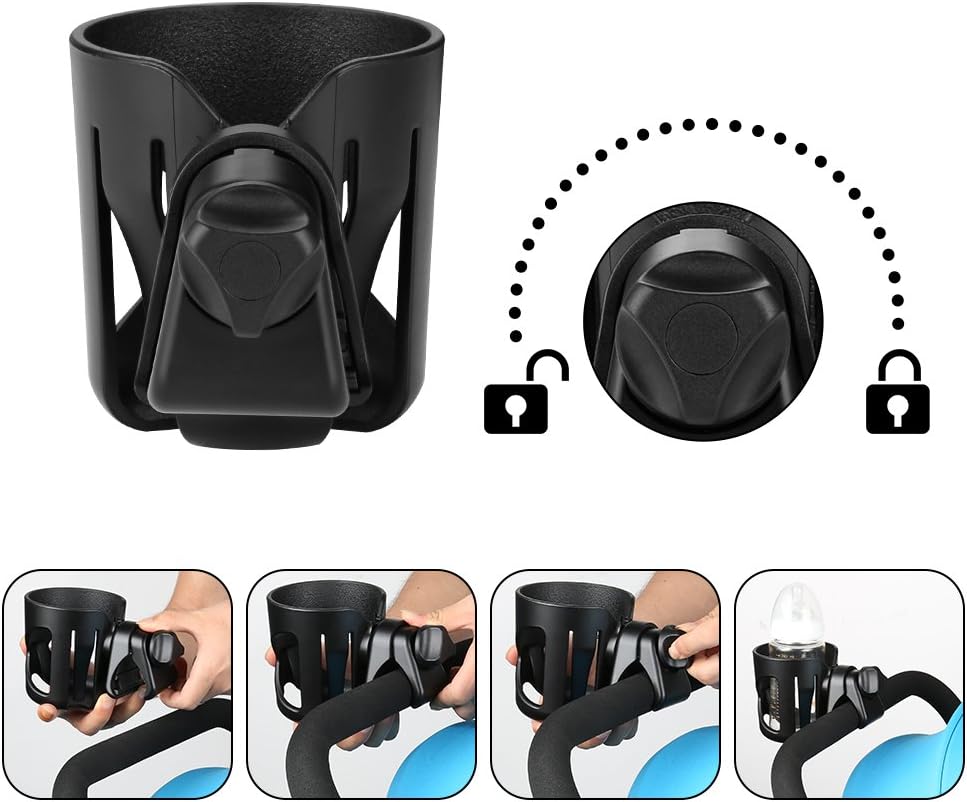 Accmor Stroller Cup Holder, Universal Cup Holder for Walker Wheelchair Bike Scooter, 360° Rotatable Stroller Cup Holder Attachment Walker Wheelchair Accessory
