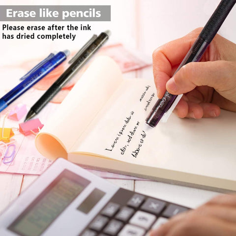 Lineon Erasable Gel Pens, 15 Pack Retractable Erasable Pens Clicker, Fine Point, Make Mistakes Disappear, 8 Black 7 Blue Inks for School & Office