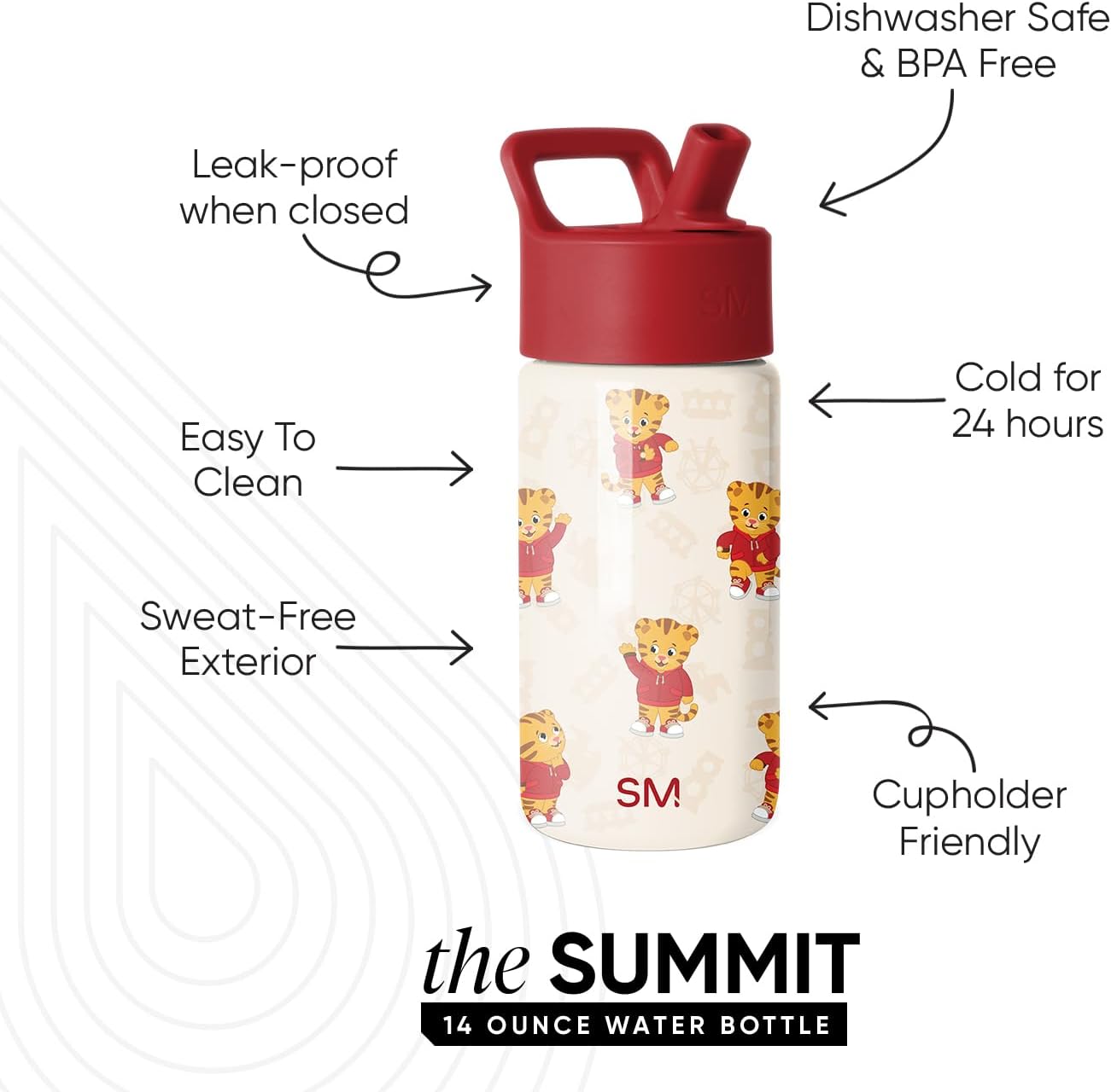 Simple Modern Daniel Tiger Kids Water Bottle & Toddler Cup | 14oz