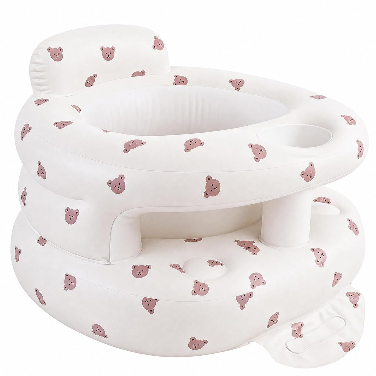 Inflatable Baby Seat with Built-in Pump and Back Support, Brown Bear Large