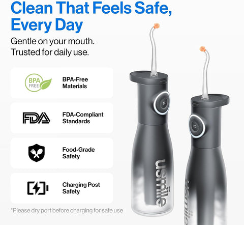 usmile C30 Cordless Water Flosser, 300ml Tank, 5 Modes, IPX7, Black