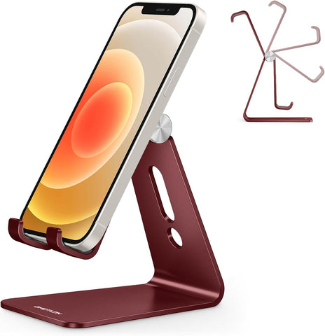 OMOTON C2 Adjustable Cell Phone Stand with Charging Cutout, Cherry Red