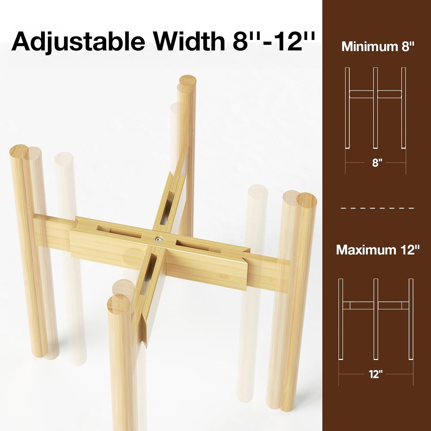 MUDEELA Plant Stand for Indoor, Bamboo Material, Natural, 14.5 Inch Tall