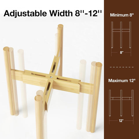 MUDEELA Plant Stand for Indoor, Bamboo Material, Natural, 14.5 Inch Tall