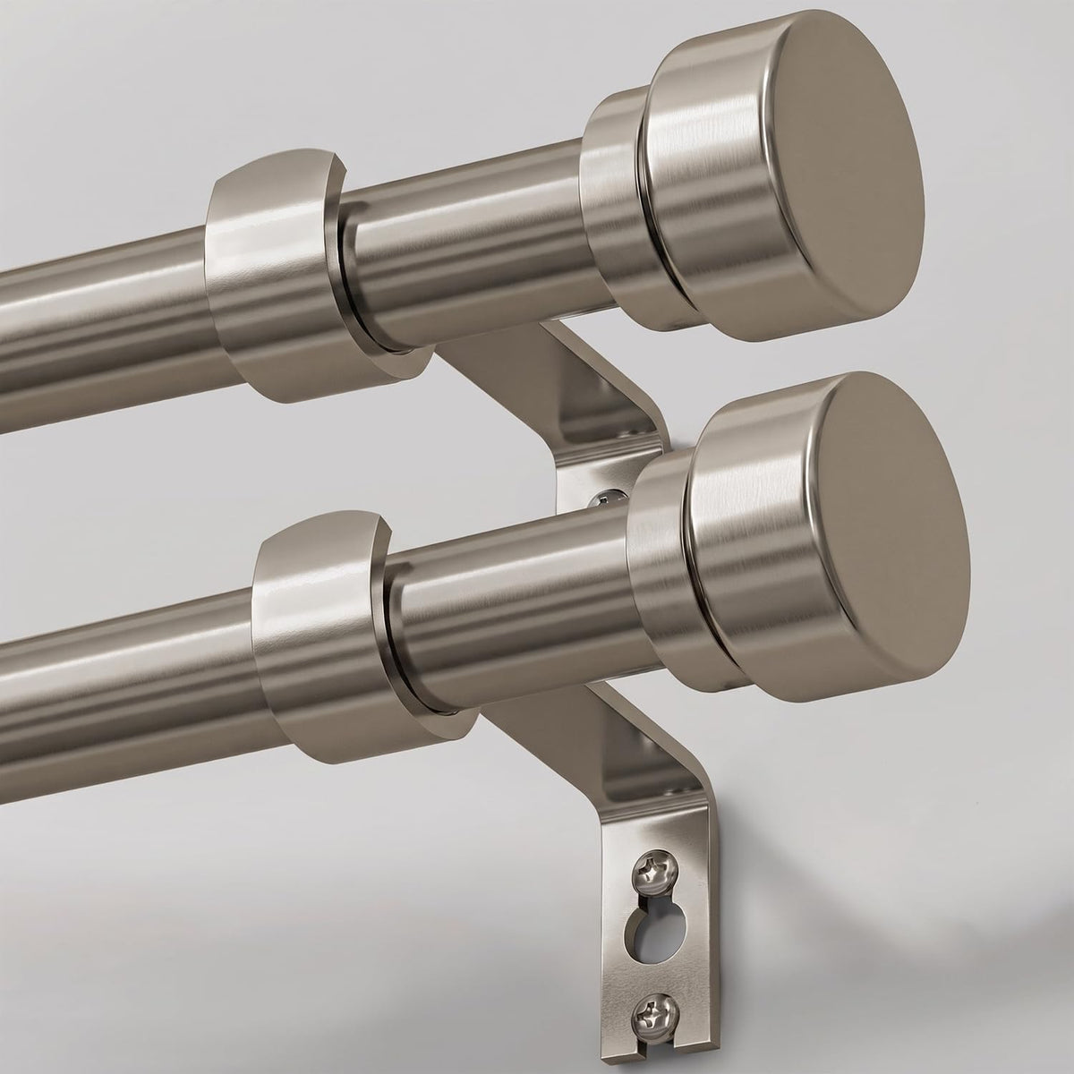 Lootkell 2 Pack Brushed Nickel Curtain Rods for Windows 72-144 Adjustable