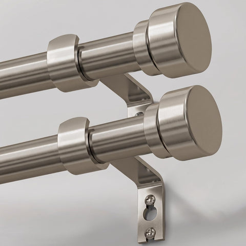 Lootkell 2 Pack Brushed Nickel Curtain Rods for Windows 72-144 Adjustable
