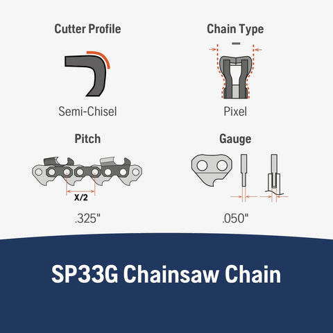 Husqvarna X-Cut SP33G 20 Inch Chainsaw Chain, .325" Pitch, .050" Gauge, 80 Drive Links, Pre-Stretched Chainsaw Blade Replacement with Superior Lubrication and Low Kickback, 581643680