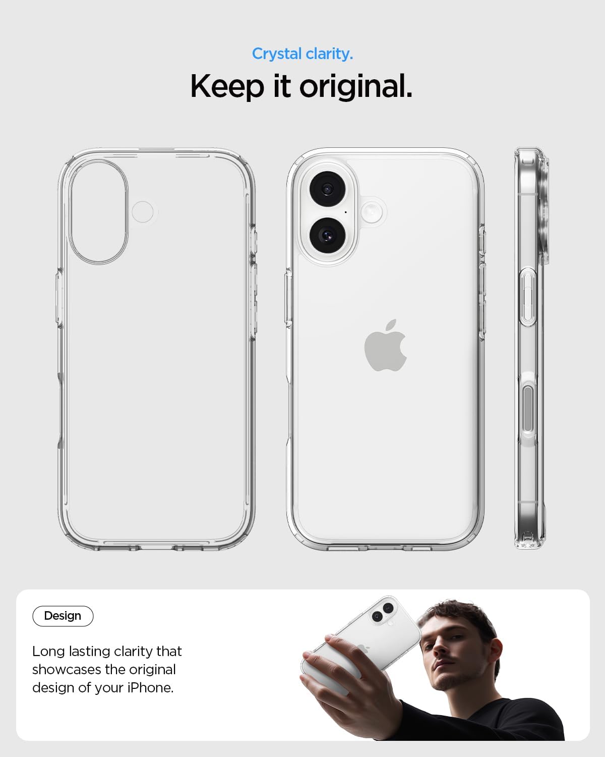 Spigen for iPhone 17 Case, Ultra Hybrid [TPU Covered Camera Control] [Anti-Yellowing] [No Magnet Ring] - Crystal Clear