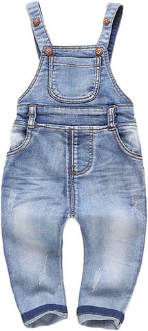 KIDSCOOL SPACE Baby Denim Overalls, 12M-4T Todder Soft Jean Dungaree Pants