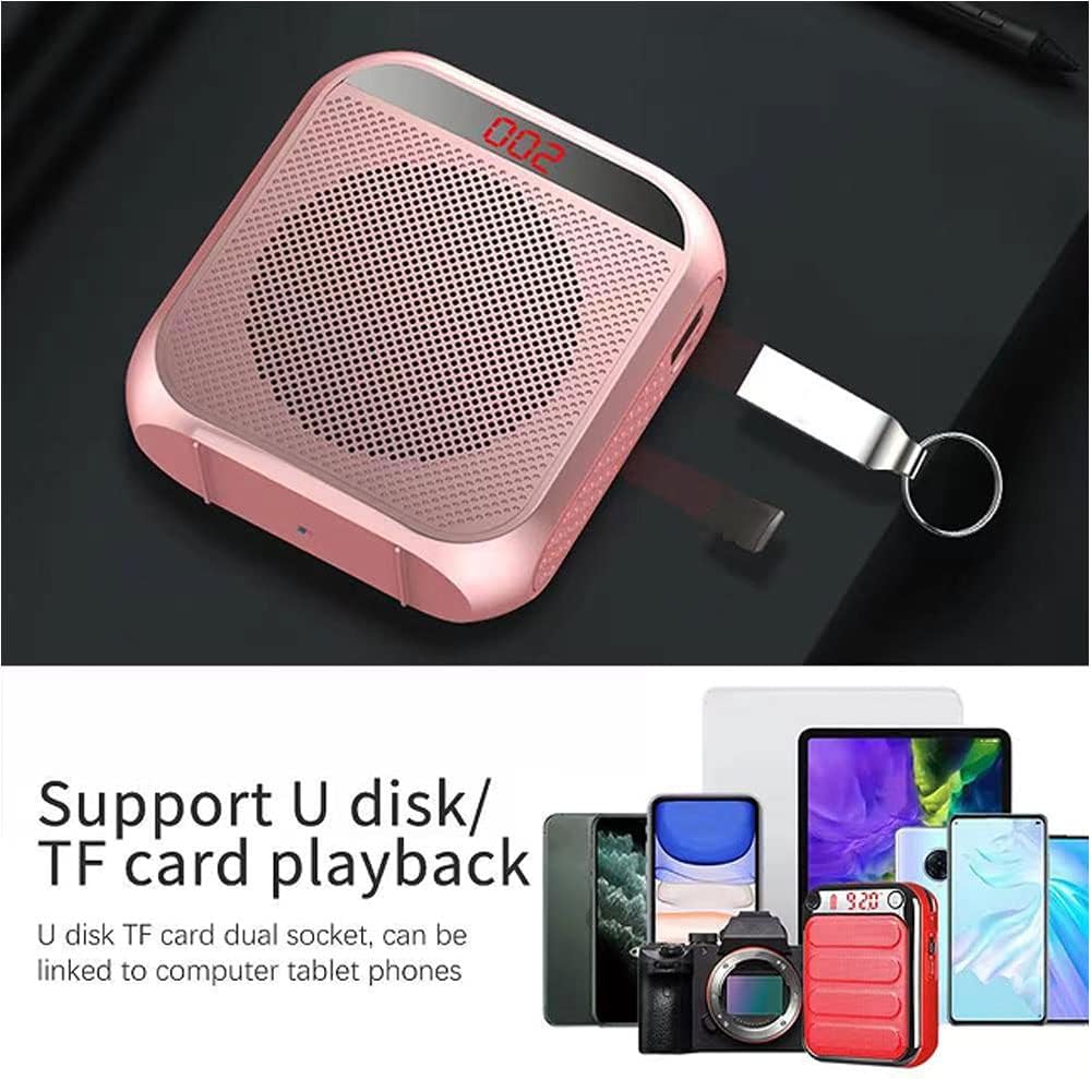 Portable Voice Amplifier for Teachers, 2200mAh Rechargeable Personal Amplifier Mic PA System Headset Microphone with Speaker for Teachers, Training, Meeting, Tour Guide, Yoga, Classroom (Black)