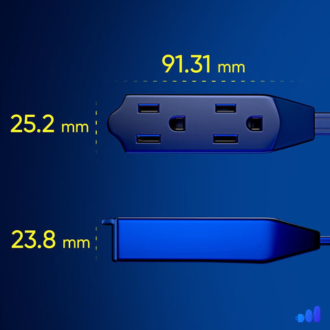 Maximm 6 Ft UL Certified 360° Rotating Flat Plug Extension Cord, 3-Outlet