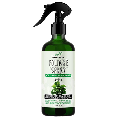 GARDENWISE 3-1-2 Fiddle Leaf Fig Foliar Spray - Plant Shine & Fertilizer - Premium Spray for Indoor Plants with Essential Nutrients - Fiddle Leaf Fig Plant Food & Fertilizer - Ready-to-Use (8 OZ)