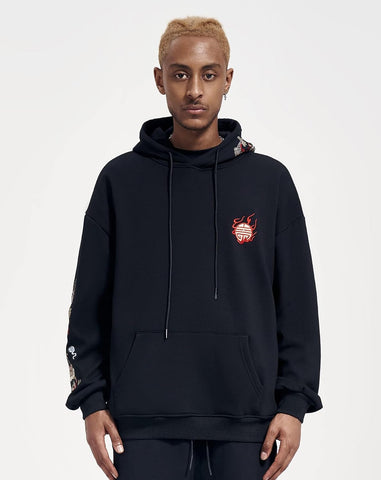 Niepce Inc Streetwear Men's Dragon Embroidered Heavyweight Graphic Hoodies