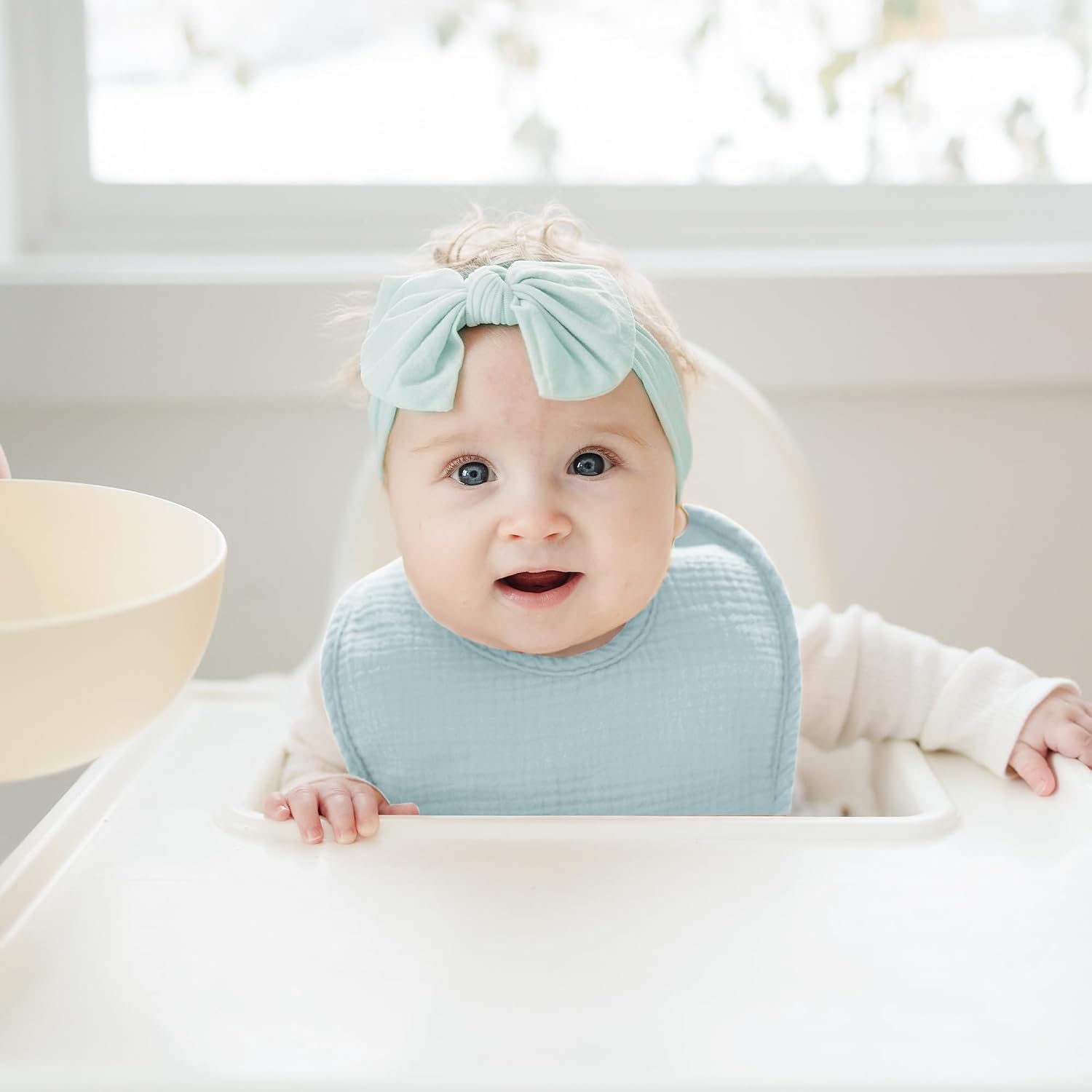 Konssy 8-Pack Muslin Baby Bibs, Adjustable Fit for Drooling and Teething