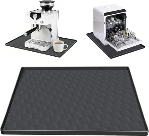 Dishwasher Drain Pan Mat,Black 24''x20'' Dishwasher Drip Tray with Raised Edge,Non-Slip Silicone Dishwashers Drain Pan Floor Mat,Anti-Leakage Dish Washer Tray for Mini Dish Washers