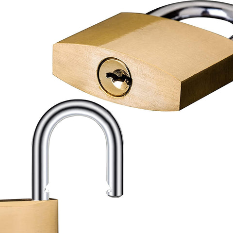 XFJSAK 4 Pcs Small Keyed Padlocks, 32mm, Gold, Compact, D Shape, Hardened Alloy, Securing Luggage, Gym Lockers