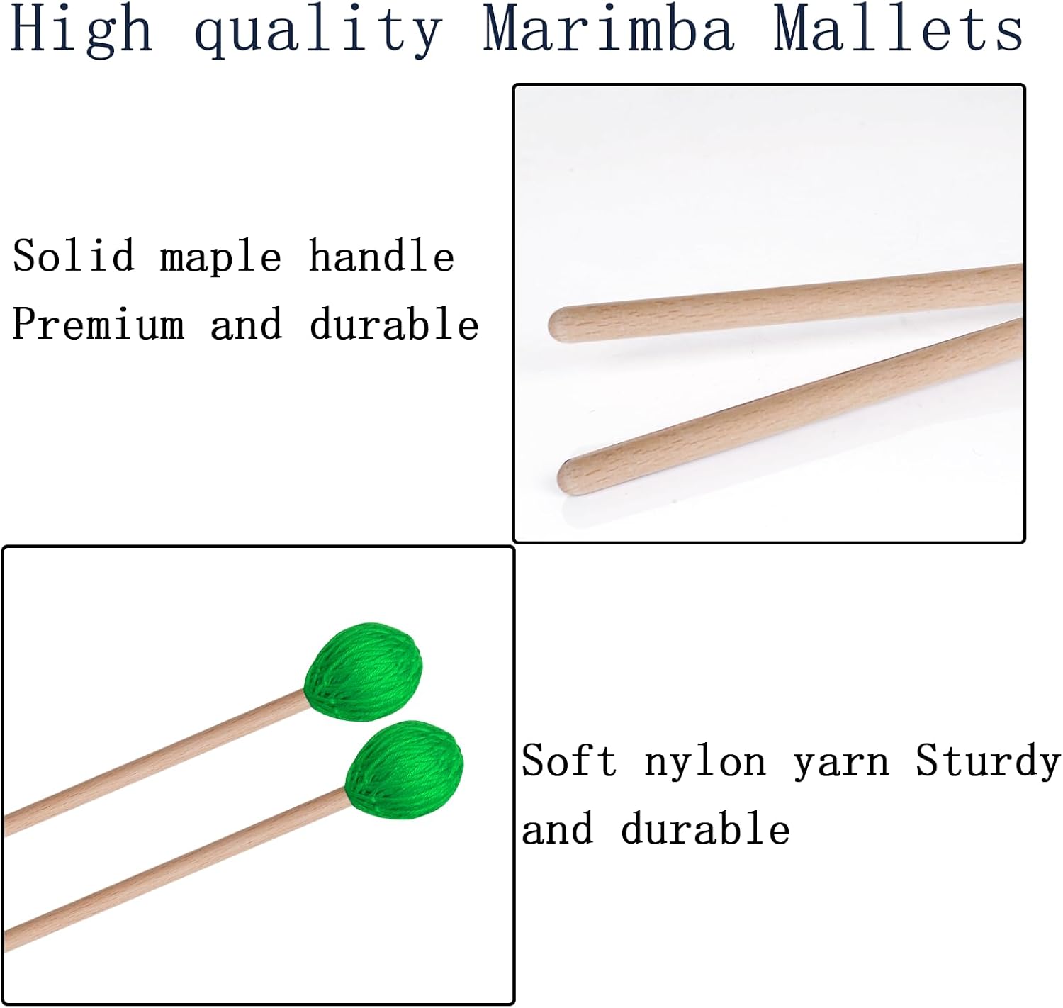 Yolyoo Medium Hard Yarn Head Keyboard Marimba Mallets with Maple Handles