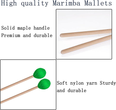 Yolyoo Medium Hard Yarn Head Keyboard Marimba Mallets with Maple Handles