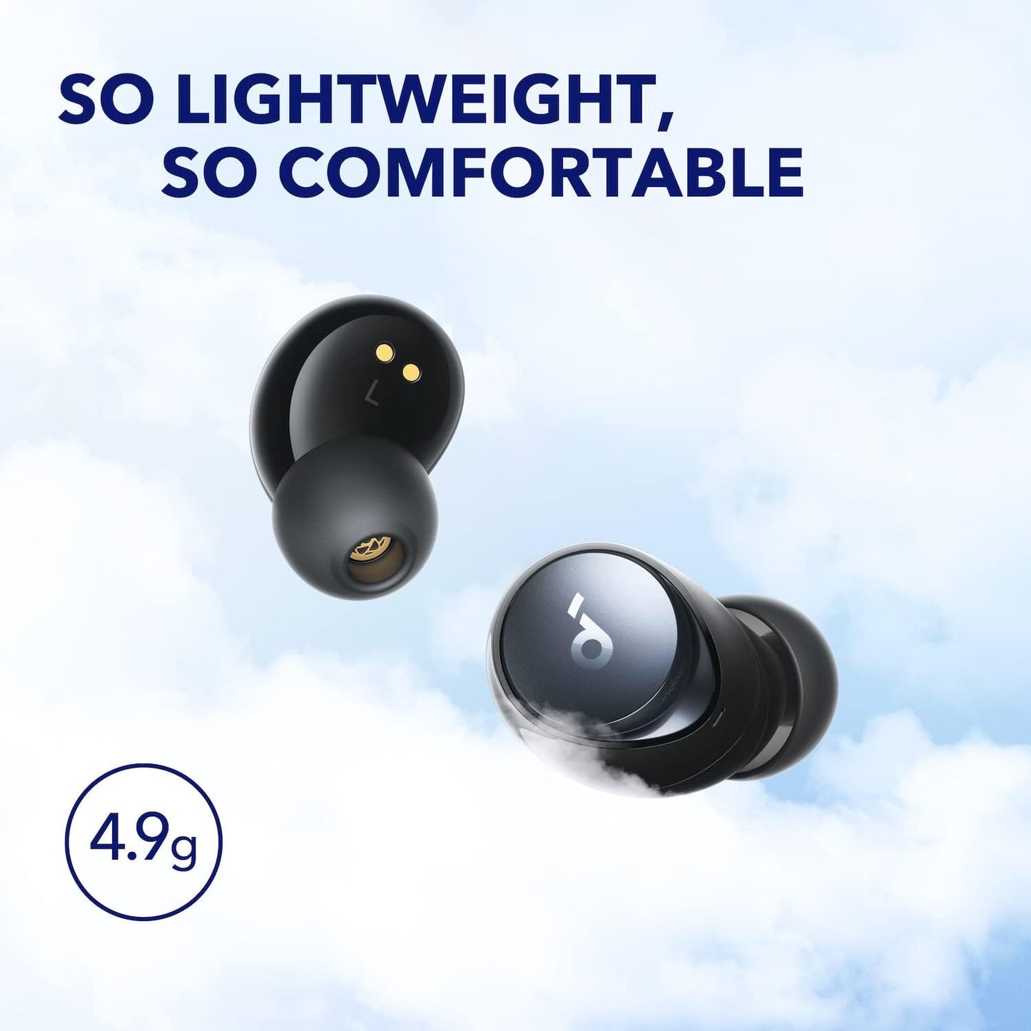 Soundcore by Anker Space A40 Adaptive Active Noise Cancelling Wireless Earbuds, Reduce Noise by Up to 98%, Ultra Long 50H Playtime, 10H Single Playtime, Hi-Res Sound, Comfortable Fit, Wireless Charge