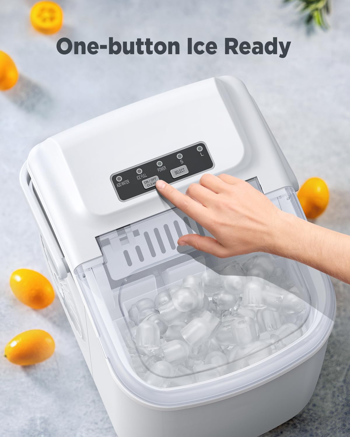 Silonn Ice Makers Countertop, 9 Cubes Ready in 6 Mins, 26lbs in 24Hrs, Self-Cleaning Ice Machine with Ice Scoop and Basket, 2 Sizes of Bullet Ice for Home Kitchen Office Bar Party