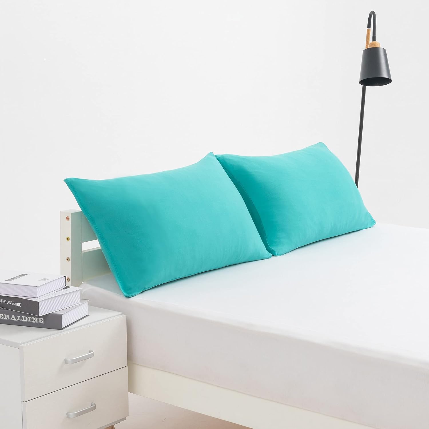 N&Y HOME 2-Pack Stretch Pillow Cases, Queen or Standard Size, Aqua