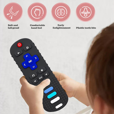 2-Pack Baby Teething Toys-TV Remote Control Shape Silicone Infants Teething Toys for Babies 0-18 Months,BPA-Free (2packs-Black)