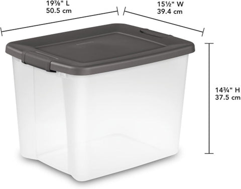 Sterilite ShelfTote, Clear Plastic Storage Bins, 50 Quart, 6-Pack
