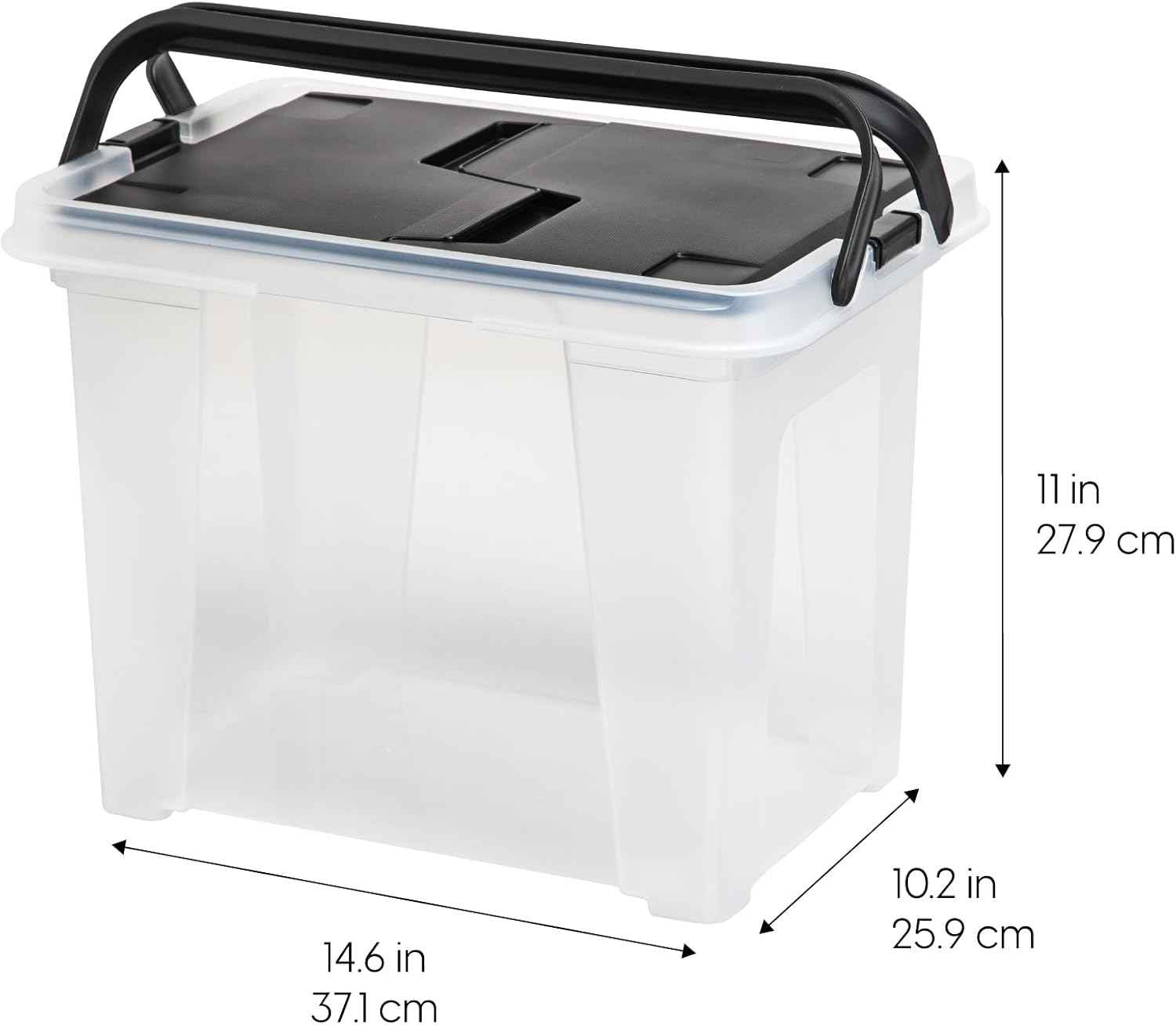 IRIS USA 4-Pack File Box Organizer with Wing Lid Letter/Legal 18 Qt, Clear | Organize letter and legal files, documents and paperwork with a wing lid for quick access and secure storage
