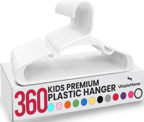 Utopia Home Kids Hangers 360 Pack – 11.5 Inch Baby Closet Hangers White