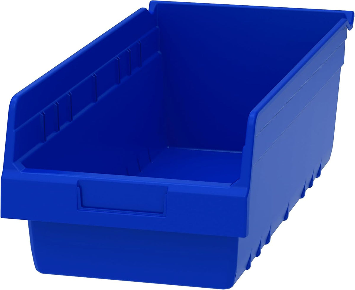 Akro-Mils 30088 Plastic Nesting ShelfMax Storage Bin Box, 18x8x6-Inch, Blue (8-Pack)