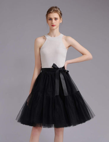 Womens Knee Length Princess Petticoat Underskirt Tulle Tutu Skirt for Prom Party P84