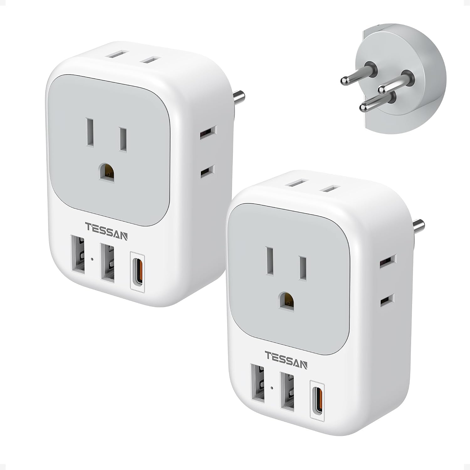 TESSAN Israel Adapter Plug, 2 Pack, Type H Travel Adaptor