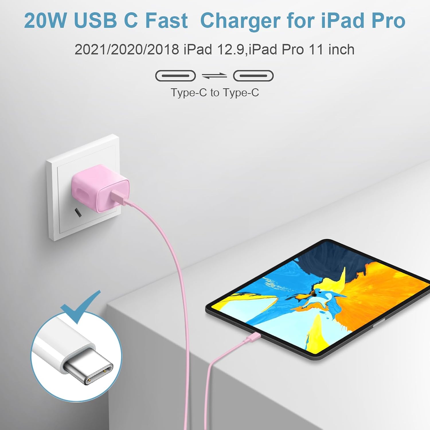10FT iPhone 17 16 15 Charger Fast Charging USB C Charger Block
