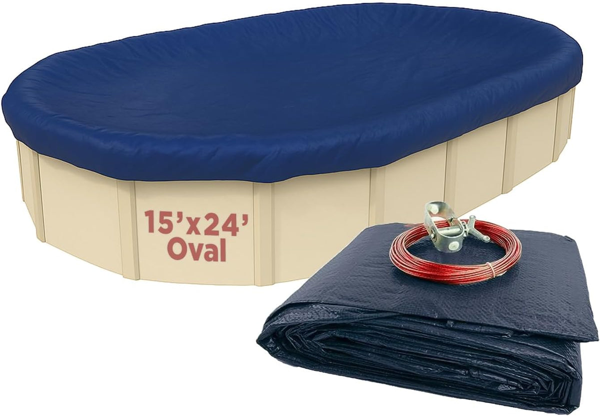 Buffalo Blizzard Deluxe Plus 15 ft x 24 ft Oval Pool Cover | Blue/Black