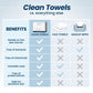 Clean Skin Club Clean Towels XL, USDA Certified 100‪%‬ Biobased Dermatologist Approved Disposable Face Towelette, Facial Washcloth, Makeup Remover Dry Wipes, Ultra Soft, 150 count, 3 pack