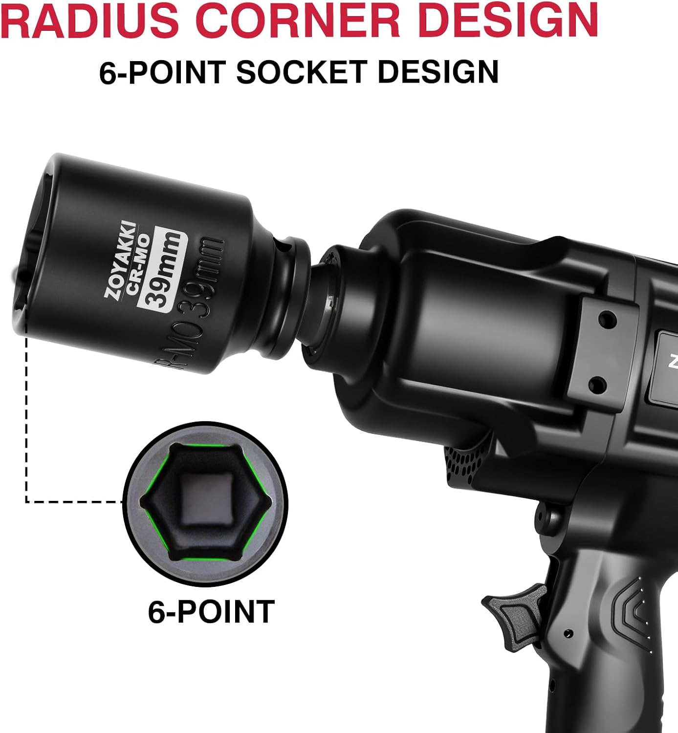 1/2" Drive 39mm Deep 6 Pt CR-MO Metric Impact Socket for Axle Nuts
