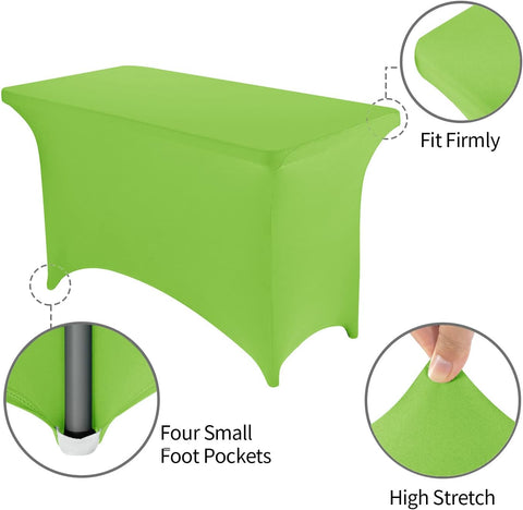Peomeise 4FT Spandex Table Cover Rectangular Stretch Spandex Tablecloth (Apple Green,4FT)