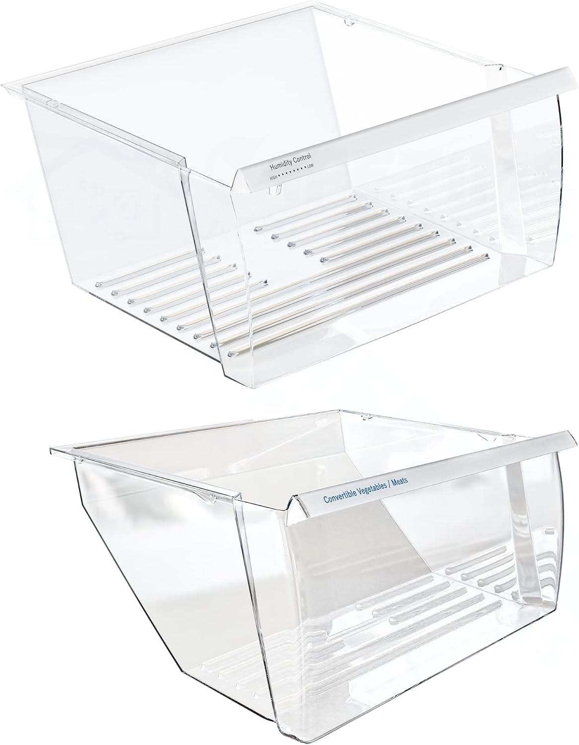 Upgraded Lifetime Appliance 2188656 (Upper) & 2188664 Crisper Bin (Lower) Compatible with Whirlpool Refrigerator - WP2188656, WP2188664