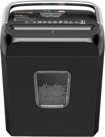 Bonsaii 5-6 Sheet Cross Cut Paper Shredder for Home use, 3.4 Gal Bin