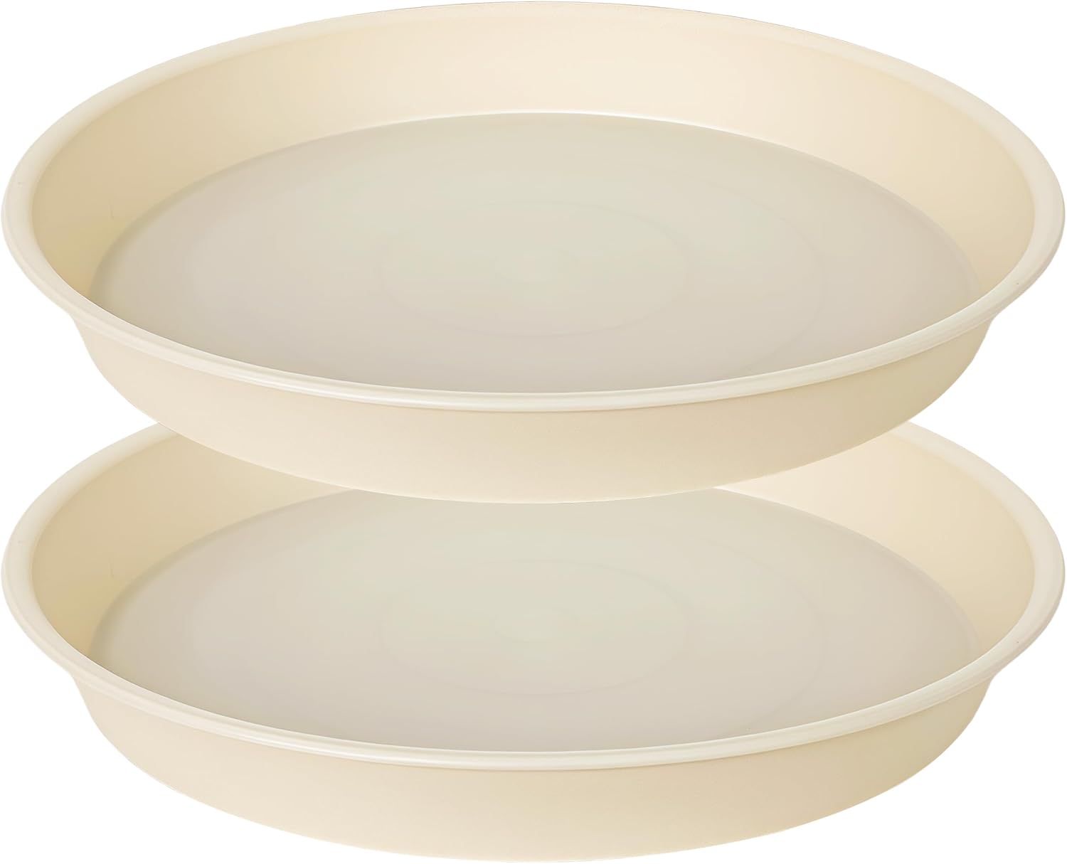2 Pack of 8 inch Plant Saucer Clear, Heavy Duty Plastic Plant Water Tray 8 inch Round, Flower Plant Saucers for Indoors No Holes, Plant Dishes Saucer for Planter 7"/8" (8", Beige)