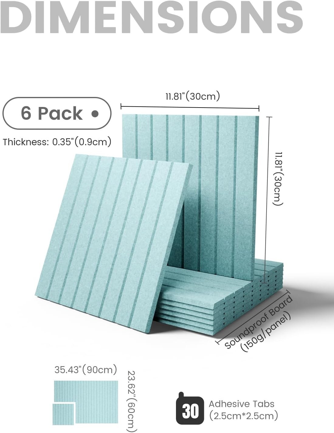 Fluxynara 36" x 24" Large Felt Bulletin Board, Aqua Blue