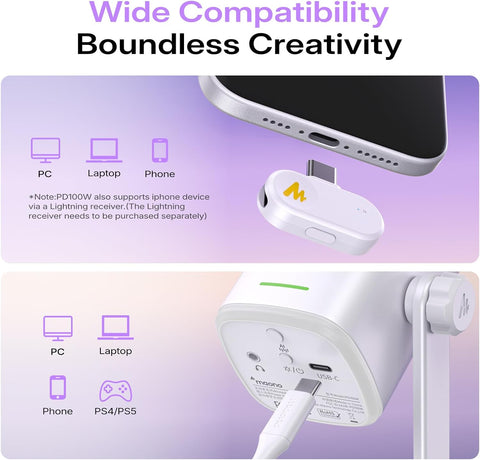 MAONO PD100W Wireless Dynamic Gaming Microphone for PC with USB-C Receiver