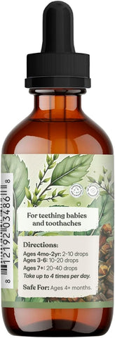 Earthley Wellness Teeth Tamer, Teething Relief for Babies & Kids, Organic Herbal Formula, 3 Month Supply (1.69 oz Glass,1,000 Drops)