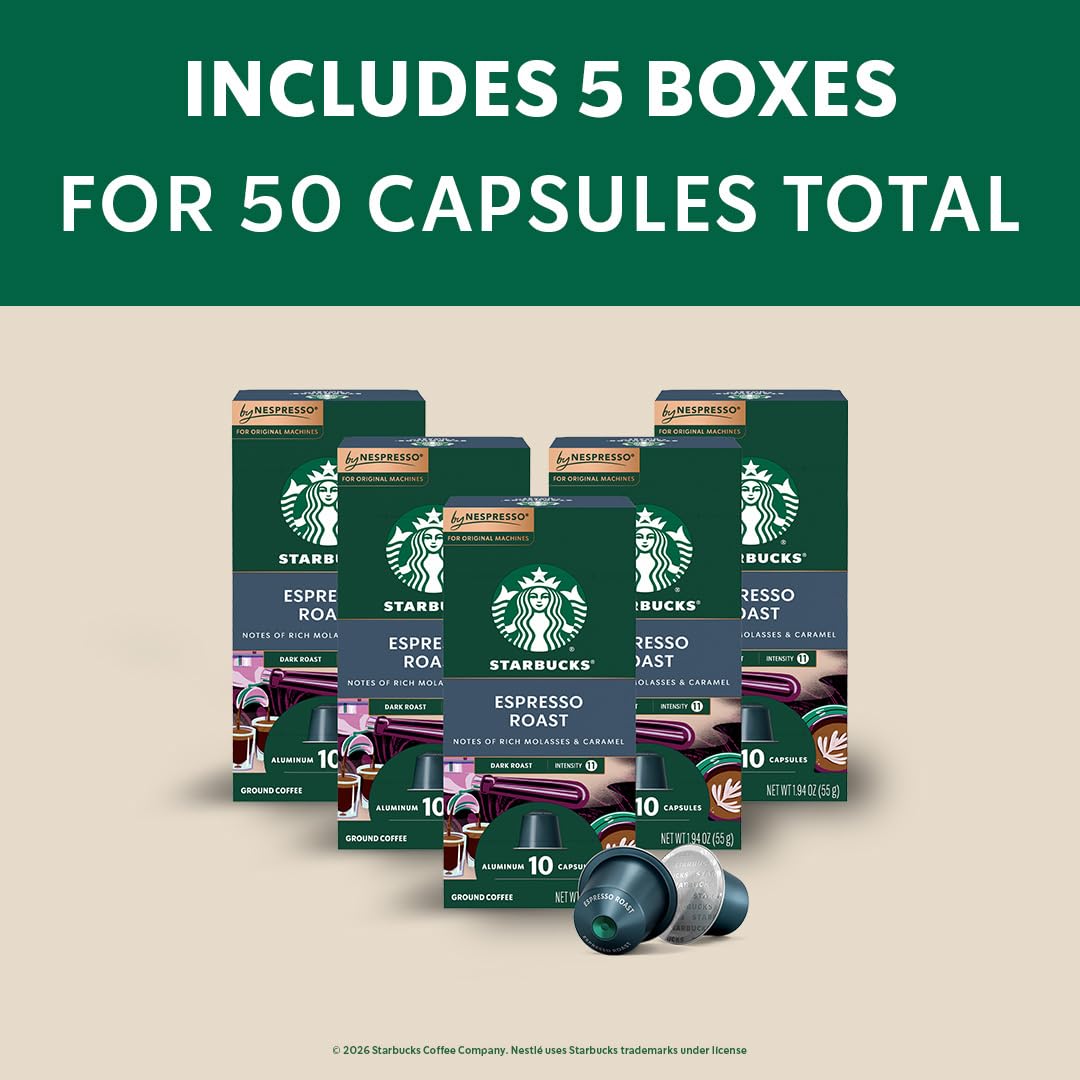 Starbucks by Nespresso Original, Dark Roast Espresso, 50-count