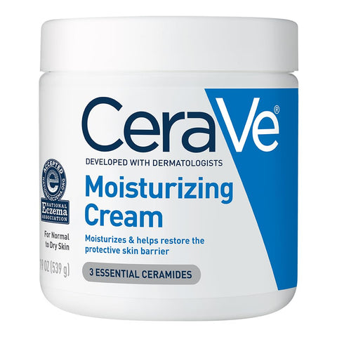 CeraVe Moisturizing Cream, Body and Face Moisturizer for Dry Skin, Body Cream with Hyaluronic Acid and Ceramides, Daily Moisturizer, Oil-Free, Fragrance Free, Non-Comedogenic, 19 Ounce