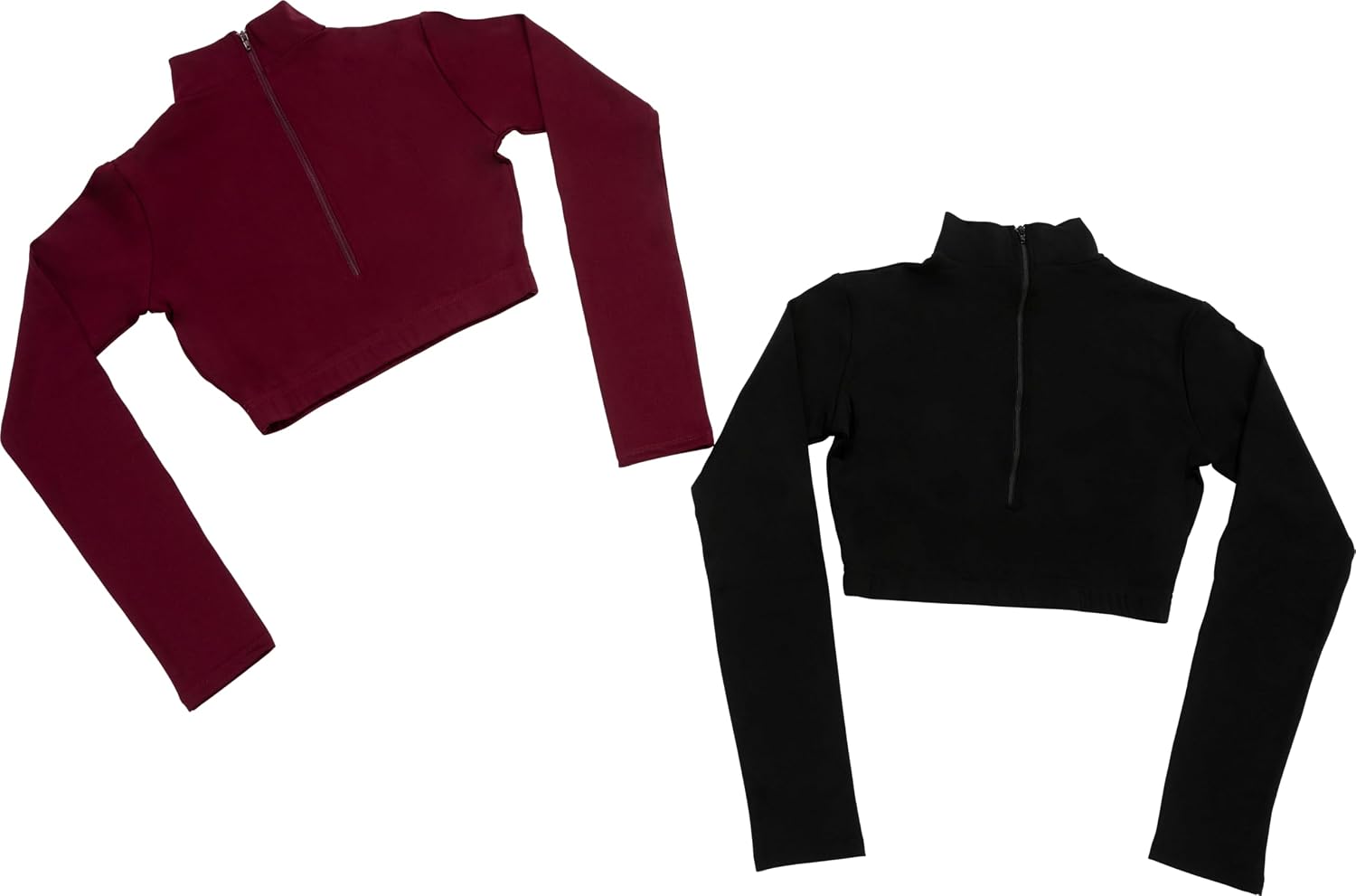 chassé Girls Long Sleeve Cropped Bodysuit, Mock Neck Cheerleading Shirt